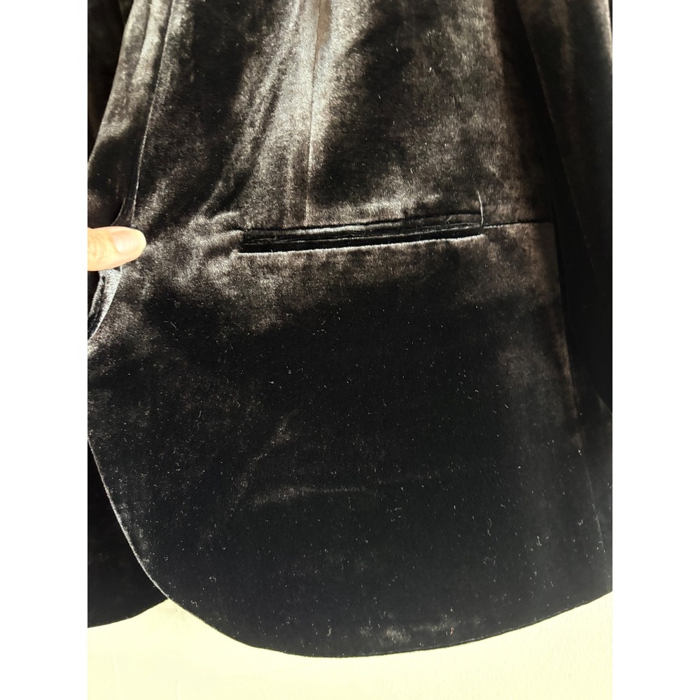 Garnet Hill Womens Black Rayon Silk Velvet Open Front Shawl Casual Blazer Size 6 - Picture 7 of 11